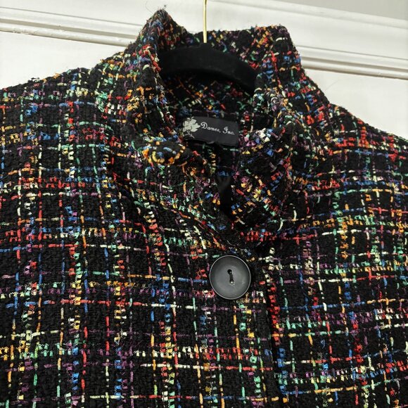 Damee Multicolor Rainbow Tweed Peplum Jacket Bell Sleeves Size Extra Large (XL) - Picture 2 of 16